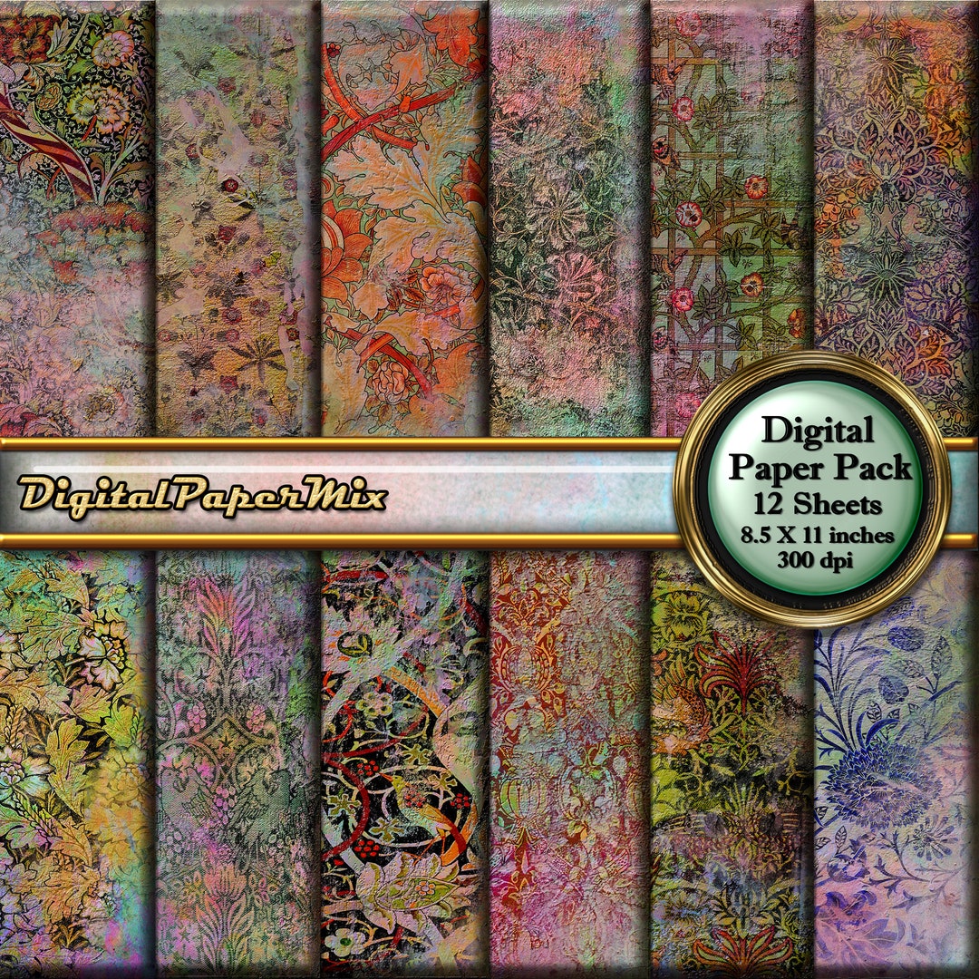 Grunge Paper Pack, Decorative Paper, Junk Journal Paper, Digital Grunge ...