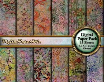 Grunge Paper Pack, Decorative Paper, Junk Journal Paper, Digital Grunge Paper, Scrapbooking Paper, Journaling Paper Digital Download 300 DPI