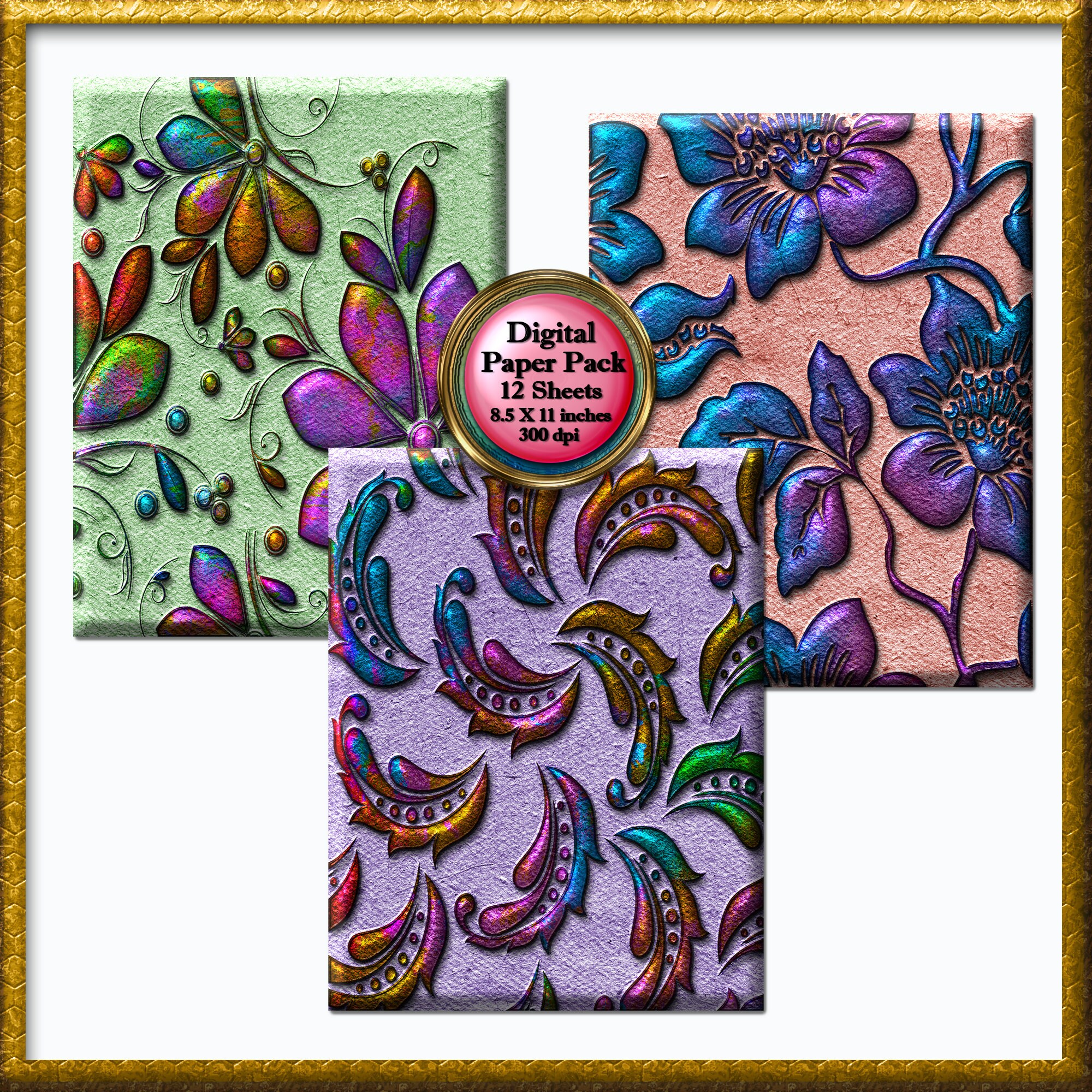 Abstract Floral Digital Paper, Flowers Digital Paper Pack, Scrapbook ...