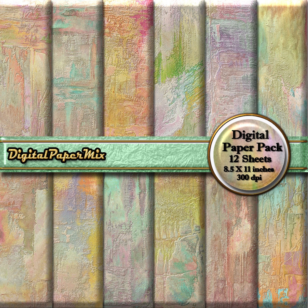 Grunge Digital Paper, Pastel Grunge Textures, Junk Journal Paper ...