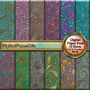 Paisley Digital Paper,  Paisley Shabby Chic Digital Paper Pack, Paisley Scrapbooking Paper, Paisley Background, 300 DPI Instant Download