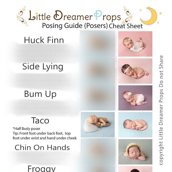 Newborn posing cheat sheet (poser addition)