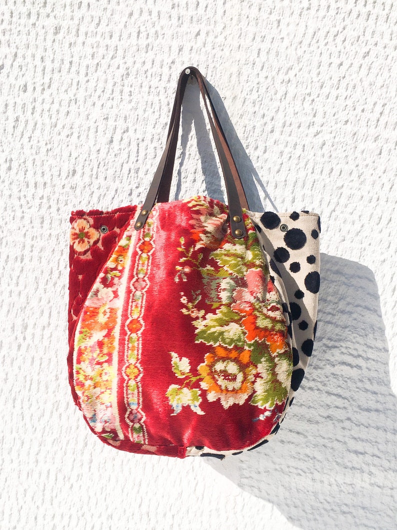 Large Tote Bag Upcycled Vintage Fabrics/floral Embroidery - Etsy