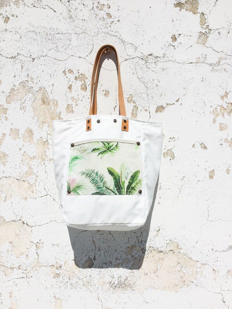 Hand Painted White Canvas Tote Bag/Splatter Paint Canvas Tote Bag/Water Resistant Canvas Tote Bag/Art Tote Bag IreneC45 image 9