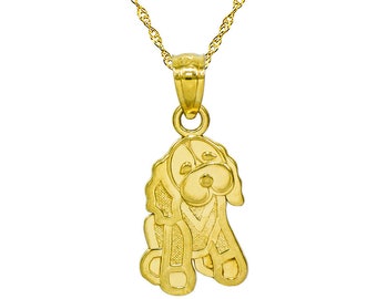 14K Yellow Gold Puppy Dog Pendant Necklace