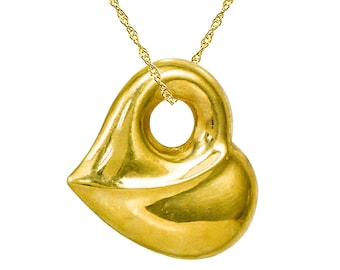 14K Yellow Gold Heart Pendant Necklace