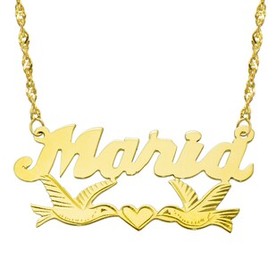 14K Yellow Gold Personalized Name Plate Necklace - Style 11