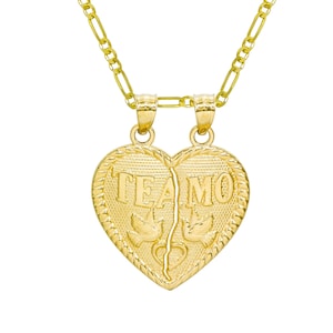 14K Yellow Gold Te Amo Breakable Heart Pendant Necklace