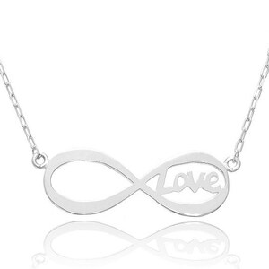 14K White Gold Love Forever Infinity Necklace - Style 3