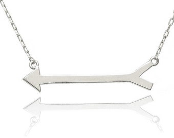 14K White Gold Arrow Necklace