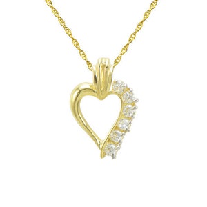 14K Yellow Gold 6-Stone Heart Cubic Zirconia CZ Necklace image 1