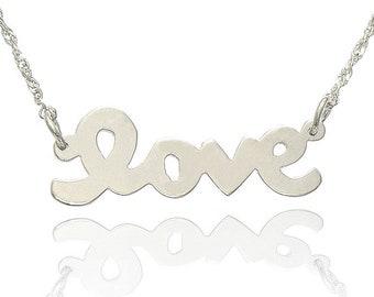 14K White Gold Love Necklace