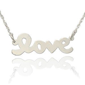 14K White Gold Love Necklace