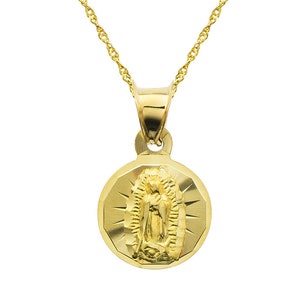 14K geel gouden maagd Maria Guadalupe charme hanger ketting