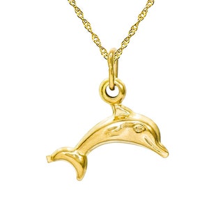 Collier pendentif 14K Yellow Gold Dolphin