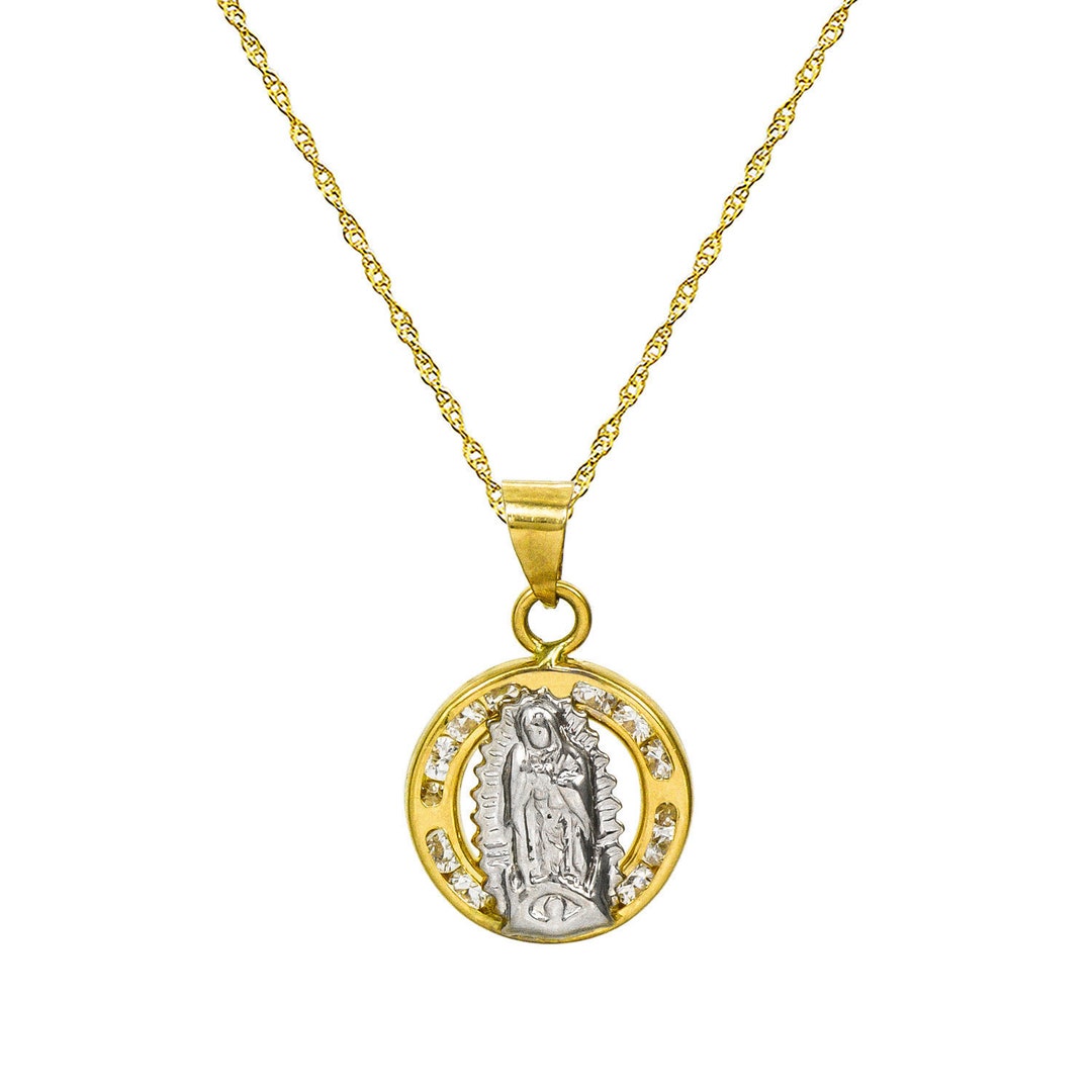 14K Two Tone Gold Virgin Mary Guadalupe Pendant Necklace - Etsy