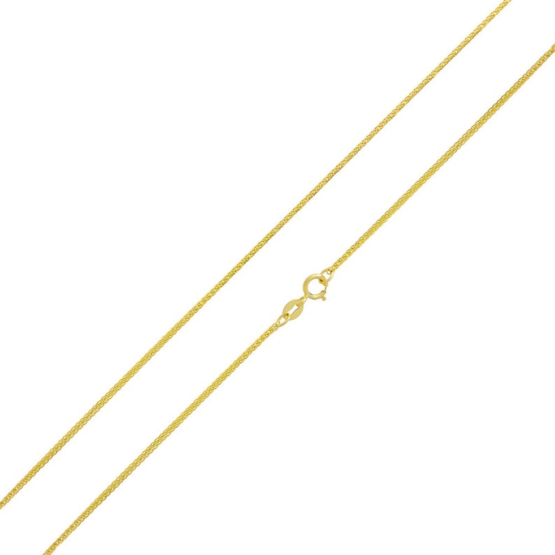 14k Yellow Gold 0.8 mm Square Wheat Chain Necklace, 16 to 20 image 1