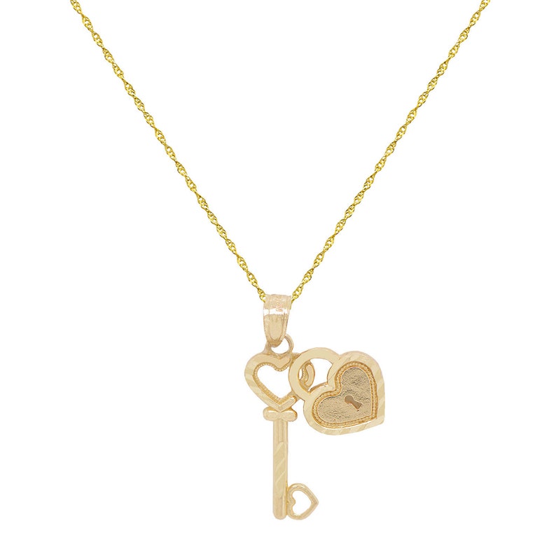 14K Yellow Gold Lock to Your Heart Pendant Necklace