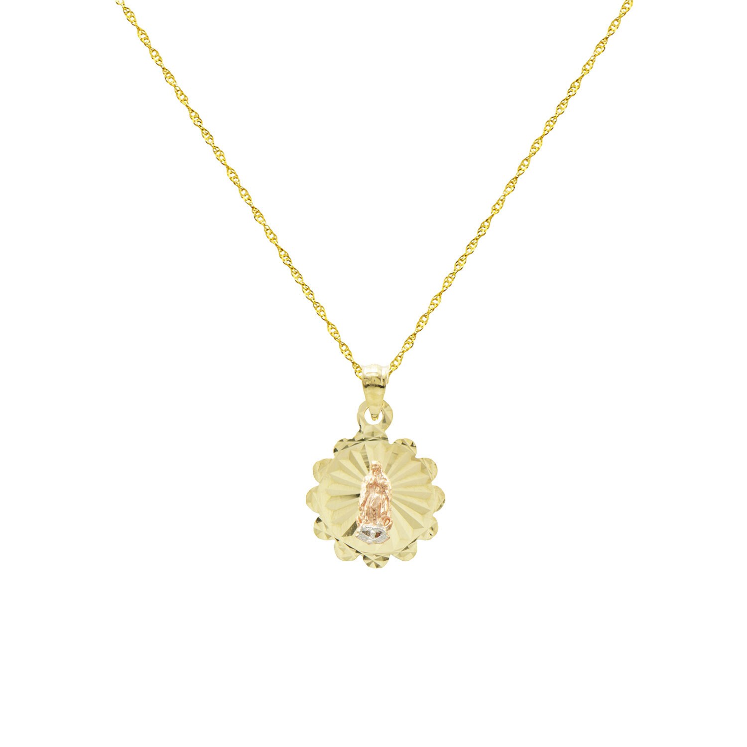 14K Tri-color Gold Virgin Mary Guadalupe Charm Pendant Necklace - Etsy
