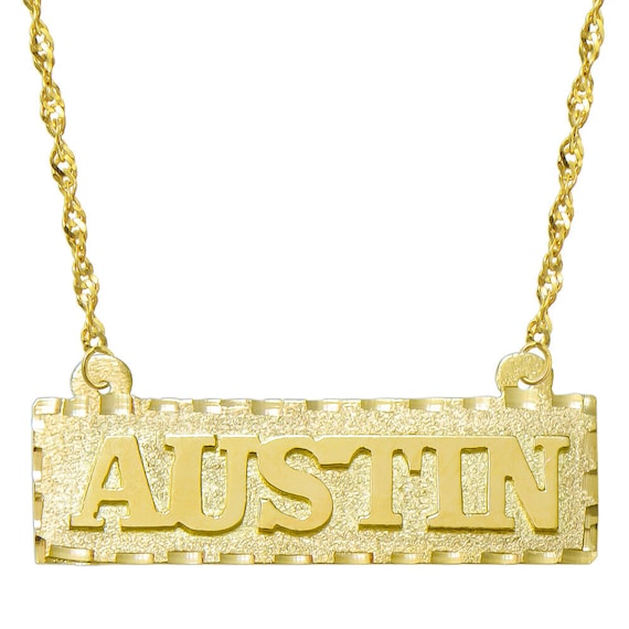 14K Yellow Gold Personalized Name Plate 