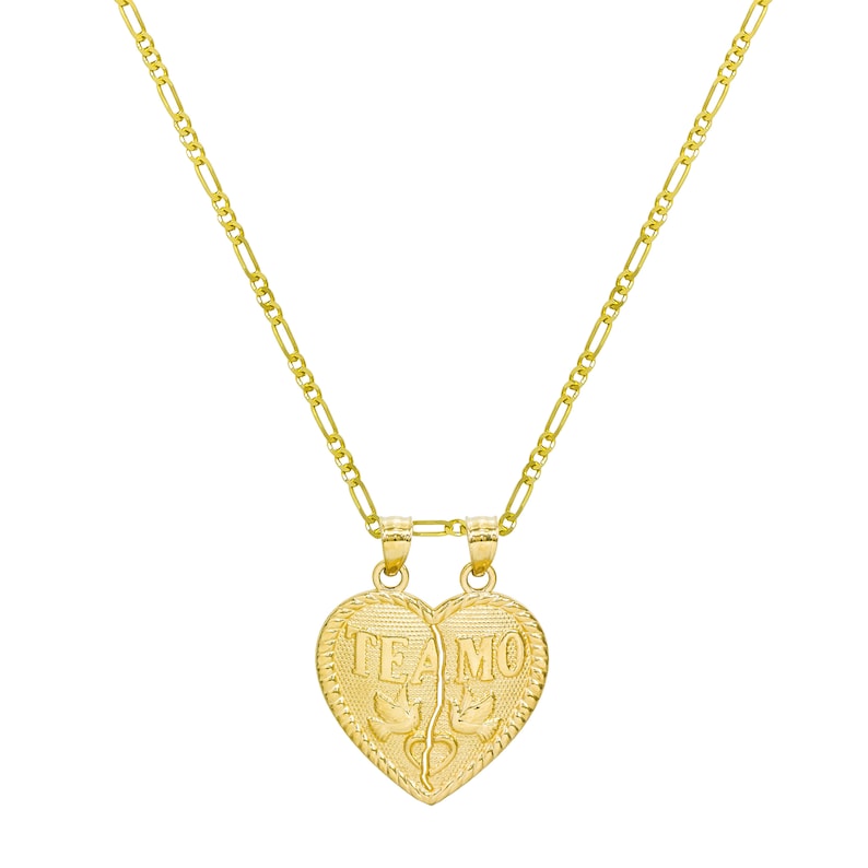 14K Yellow Gold Te Amo Breakable Heart Pendant Necklace - Etsy