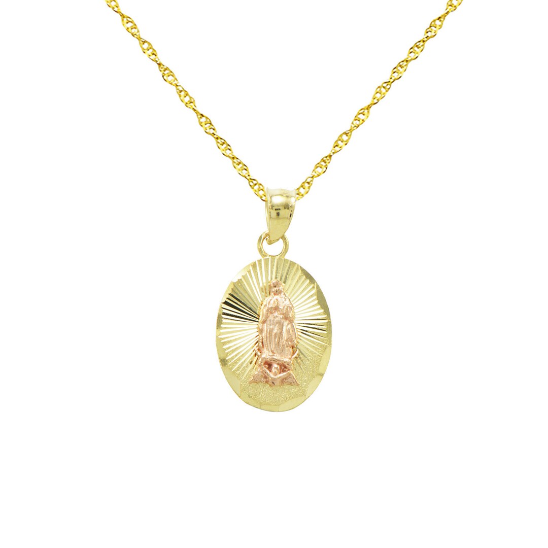 14K Two Tone Gold Virgin Mary Guadalupe Charm Pendant Necklace - Etsy