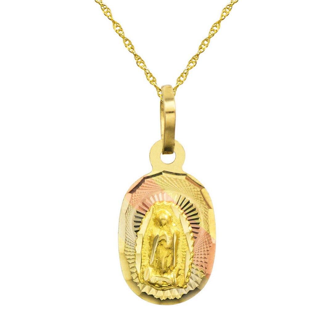 14K Tri Color Gold Virgin Mary Guadalupe Charm Pendant - Etsy