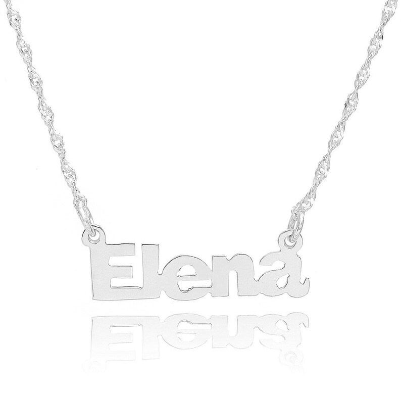 14K White Gold Personalized Cute Name Necklace Custom Made Etsy