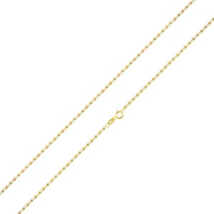 May include: A gold chain necklace with a delicate, textured design. The chain is made of 10 karat gold and is 18 inches (45.7 cm) long.