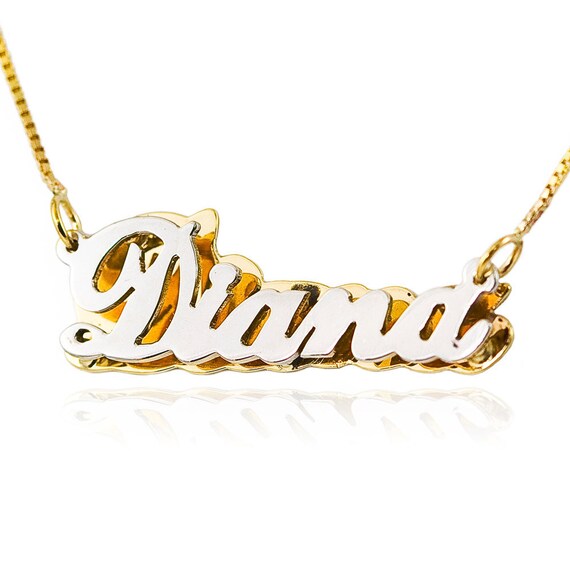 Two tone name necklace deals