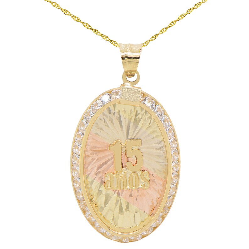 14K Tri-color Gold 15 Anos Quinceanera Pendant Necklace - Etsy