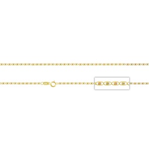 May include: A gold chain necklace with a delicate, linked design. The chain is made of three different shades of gold, creating a unique and stylish look.