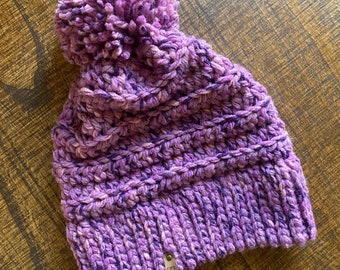 Purple Beanie, Beanie, Bulky Beanie, Chunky, Beanie, Soft Warm Beanie, Purple Hat, Knit Hat, Crochet Hat, Purple Crochet Hat