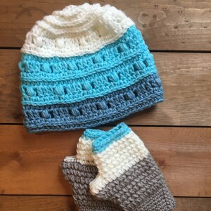 Hat and Mitts,Crochet Cowl, Crochet Hat, Knit Hat, Ski Cap, Ski Hat, Beanie,Beanie and Mitts,Beanie and Cowl,Lightweight Hat, Spring Hat