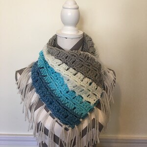 Handcrafted Crochet Triangle Scarf: Lightweight Fringe Cowl