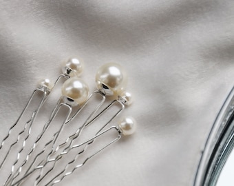 Silver Pearl Bridal Hair Pins, Wedding Hair Accessories, Pearl Hair Pins, Wedding Hair Pins, Wedding Hair Accessories, Wedding Hair Piece