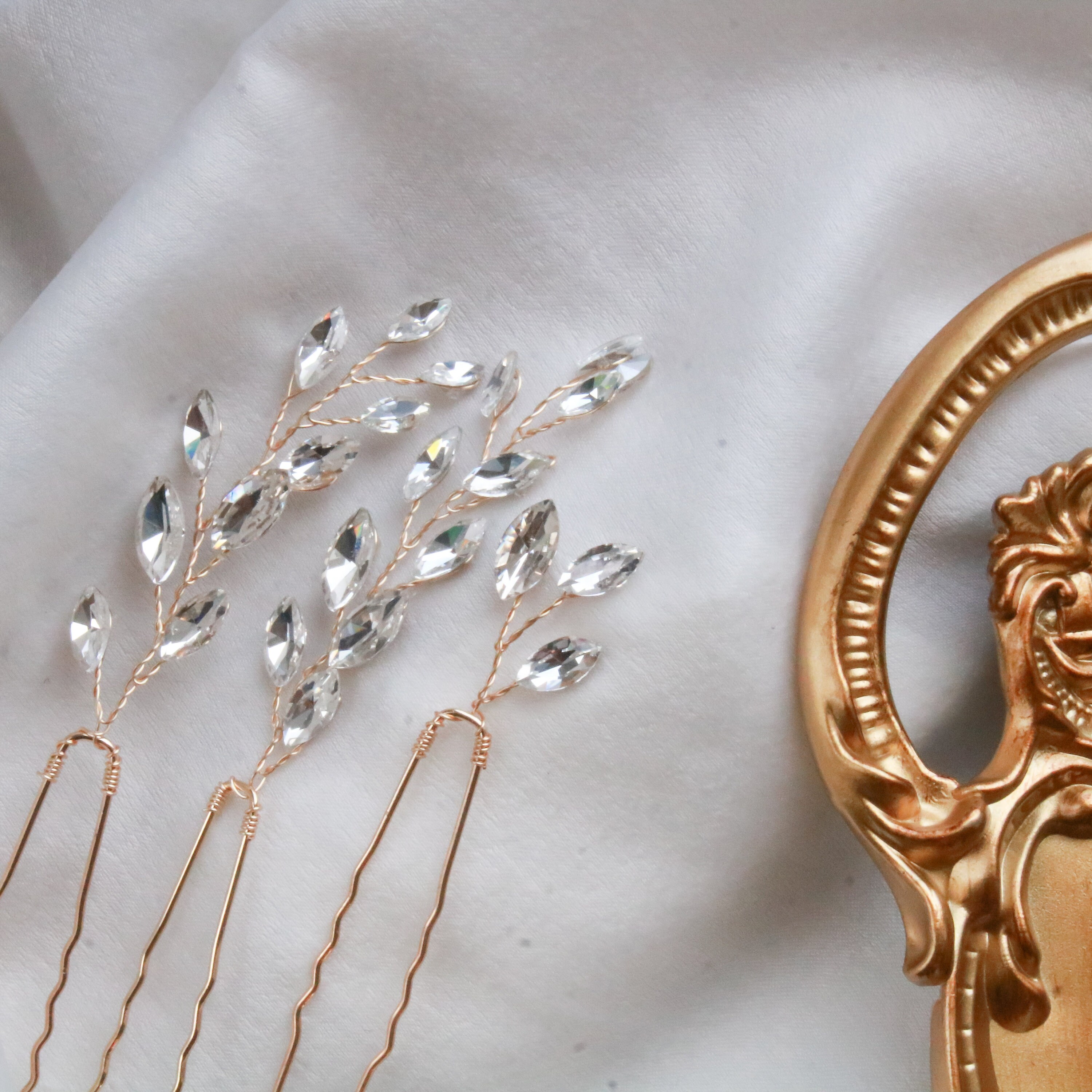 Elegant Gold Hair Pin Accessories Set with Three Unique Designs Amazon.com : Unicra Wedding Hair Pins Flower Hairpins Hair  main image 4