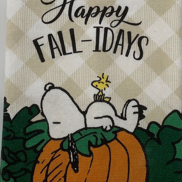 Peanuts - Snoopy and Woodstock Happy Fall-idays Dish Towel