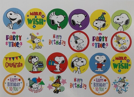 Snoopy Peanuts Woodstock Graphique 13 Sticker Gift Tags onSingle Sheet  Christmas