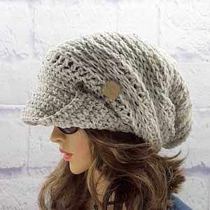 Newsboy Cap, Crochet Newsboy Hat, Hat with Brim, Peaked Cap, Slouch Beanie, Brimmed Beanie, Crochet Brimmed Hat, Winter Accessories