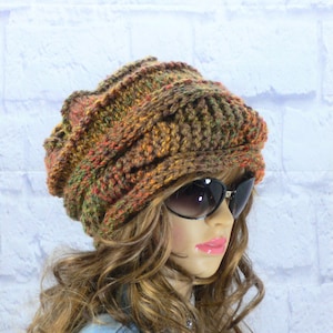 Knitted Hat Women, Cable Knit, Ombre Slouchy Beany, Chunky Hand Knitted, Boho Hippy Festival, Winter Oversize, Hats for Women