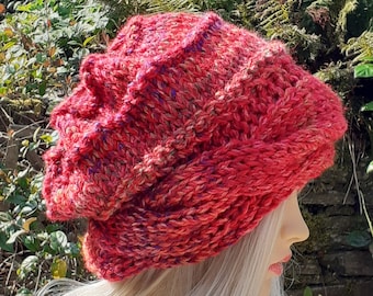 Winter Hat, Chunky Knit Hat, Cable Knit Hat Women, Ombre Slouch Beanie, Hand Knitted, Boho Hippy Festival, Winter Bohemian, Adult Hats