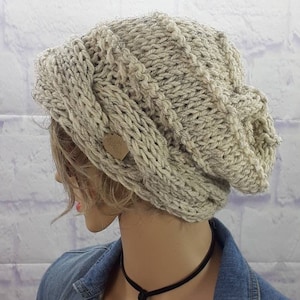 Cable Knit Hat, Slouch Beanie, Chunky Knit, Womens Winter Hat, Slouchy Beanie, Hand Knitted Hats, Adult Hats, Boho Beanie, Gift for Her