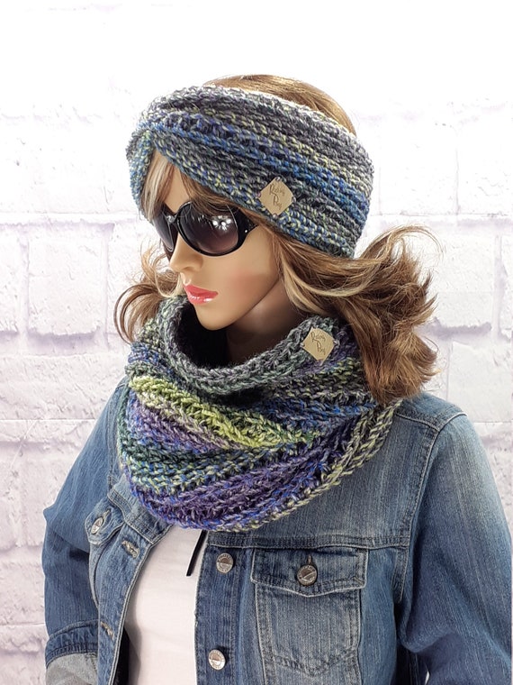 Headband and Scarf, Earwarmer Cowl Set, Headwrap Scarf Combo  display picture 1