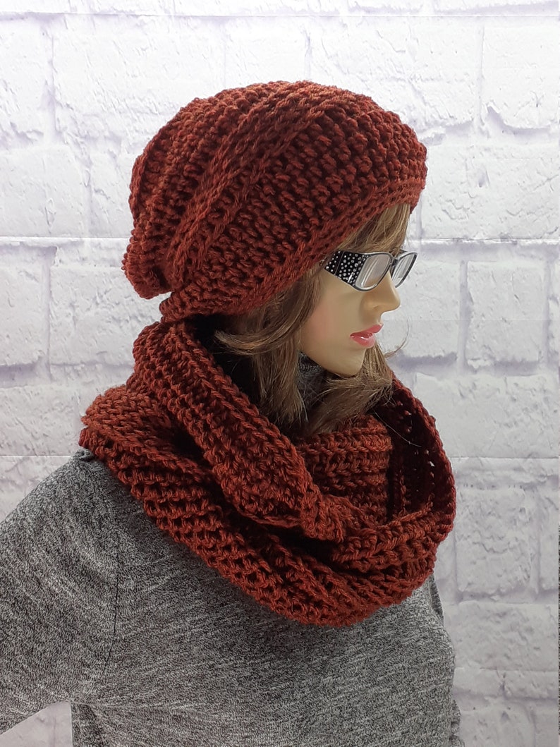 Crochet Set Women Scarf and Beanie Set Winter Hat and Cowl Etsy