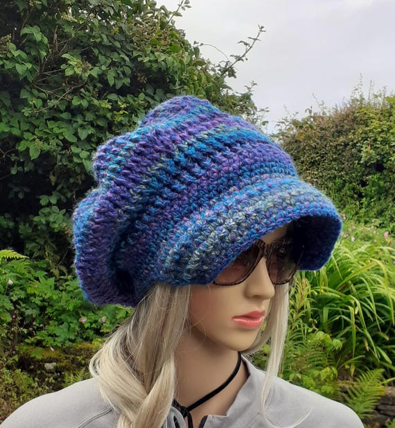 Newsboy Hat Women, Peaked Beanie Cap, Winter Peaked Hat 