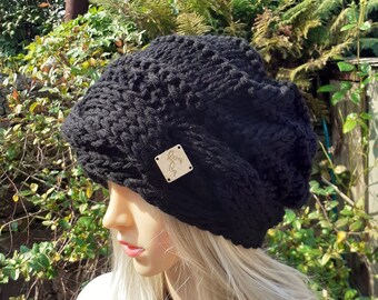 Knit Winter Hat, Chunky Beanie, Cable Knit Beanie, Slouch Beanie, Warm Winter Hat, Woman Knitted Hat, Handmade Accessories, Gift Ideas