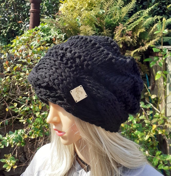 Knit Winter Hat, Chunky Beanie, Cable Knit Beanie, Slouch Beanie, Warm Winter Hat, Woman Knitted Hat, Handmade Accessories, Gift Ideas