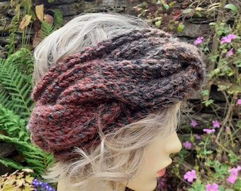 Cable Headband, Chunky Knit, Ombre Yarn, Boho Head Wrap, Winter Accessories, Ladies Headbands, Hippy Headband, Boho Head Band