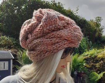 Knit Hat Women, Chunky Knit Hat, Ombre Slouch Beanie, Hand Knitted, Boho Hippy Festival, Winter Bohemian, Adult Hats